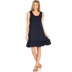 ADS-8251RS Women's Sleeveless Ruffle Hem Sundress | Made in USA | Azules Wholesale