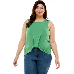 ATP-2320RSX-Plus Size Women's Sleeveless Front Twist-KnotTop | Made in USA | Azules Wholesale