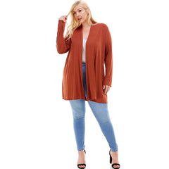 AJK-3001RSX Plus Size Long Sleeve Open Front Drape Cardigan | Made in USA | Azules Wholesale