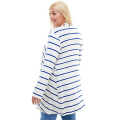 AJK-3001RSX-STRIPE Plus SIze Long Sleeve Stripe Cardigan | Made in USA | Azules Wholesale