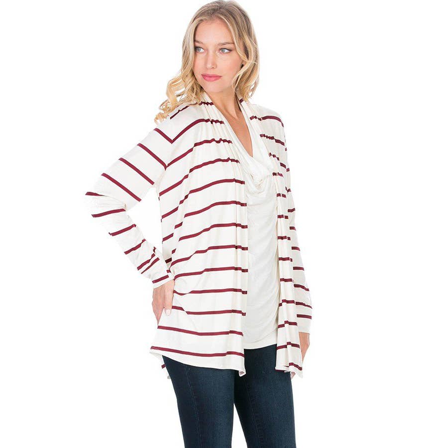 AJK-3003RS-STRIPE CASUAL CARDIGAN | Made in USA | Azules Wholesale