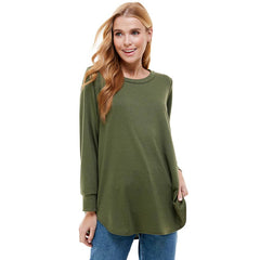 ATP-2321FT-Women's Oversized Long Sleeve Crew Neck Tunic | Made in USA | Azules Wholesale